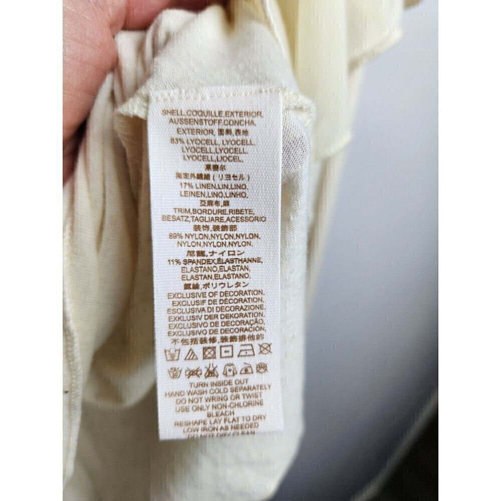 Free People OB651125 La Cienga Embroidered Tiered Ruffle Blouse Almond Sz XS NWT - Picture 7 of 9